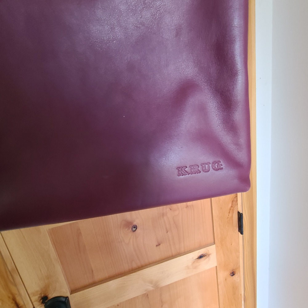 Krug Plum Burgundy Leather Minimalist Purse Bag Large Purple Quiet Luxury Tote - Picture 5 of 9